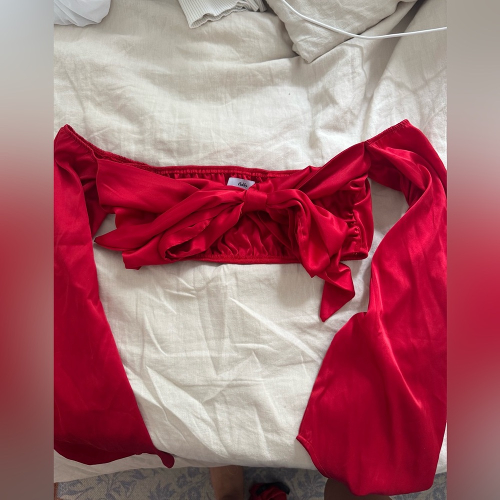 Adika Red Off-Shoulder Crop Top
